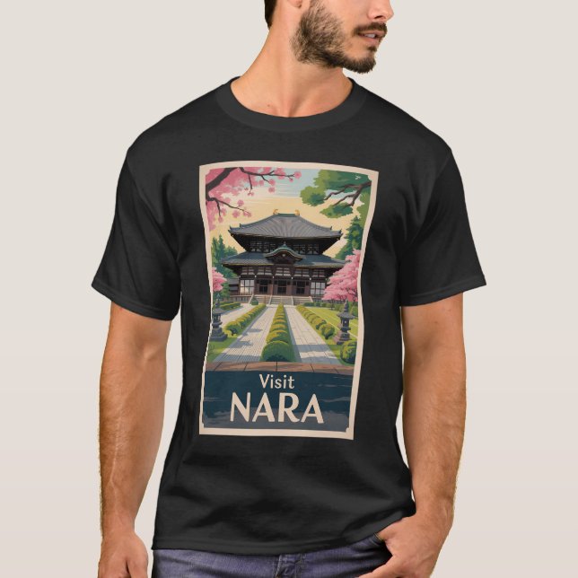 Camiseta Nara Japan Illustration Travel Art Vintage (Anverso)