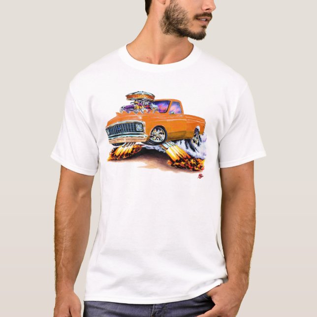 Camiseta Naranja 1970-72 de Chevy C10 Longbed (Anverso)