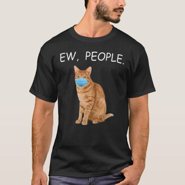 Camiseta Naranja Abby Cat Ew People Cat Usando Una Máscara  (Anverso)