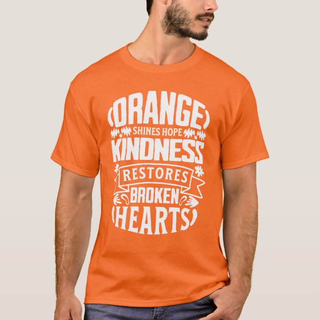 Camiseta Naranja Amabilidad Restaura los Corazones (Anverso)