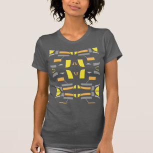 Camiseta Naranja amarillo Gris Simetría Aspecto de Arte del