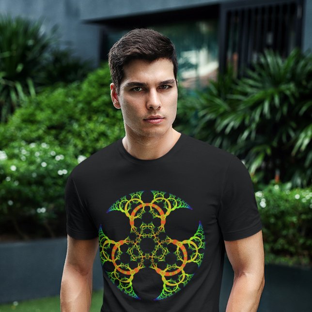 Camiseta Naranja amarillo verde Círculos fractales en camis (Subido por el creador)