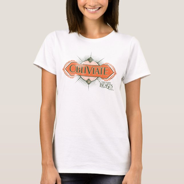 Camiseta Naranja Art Deco Obliviate Spell Graphic (Anverso)