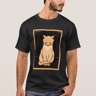 Camiseta Naranja Art Decó Tabby Gato Sentado En Las Clas Ar