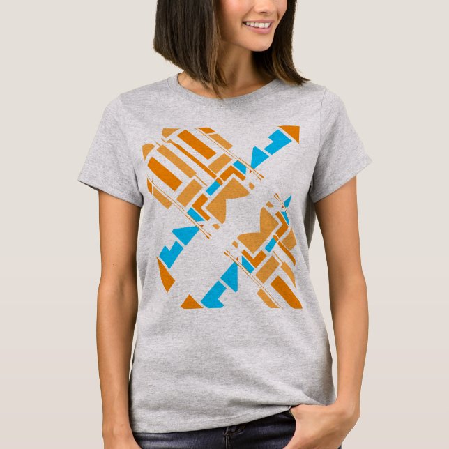 Camiseta Naranja Azul Geométrico Diagonal Southwest Art Loo (Anverso)