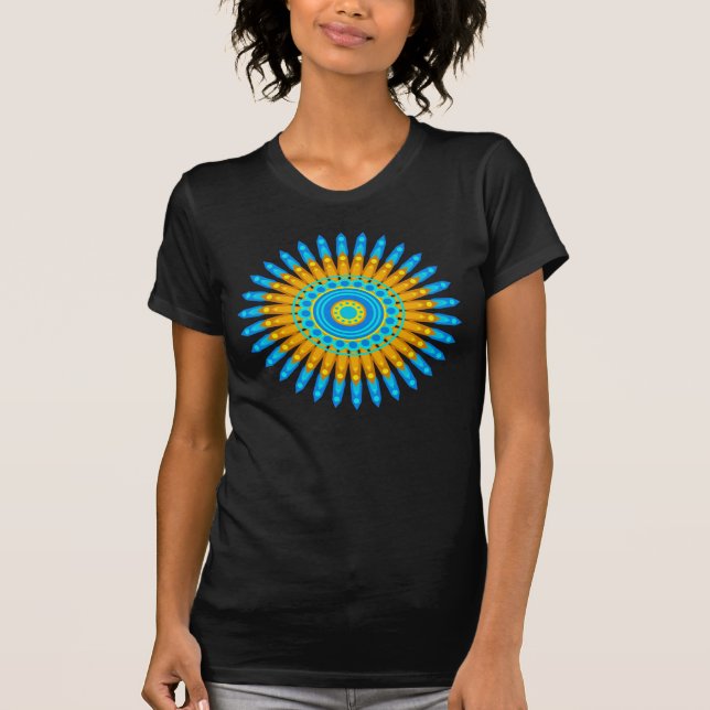 Camiseta Naranja azul geométrico Mandala Design-68567 (Anverso)