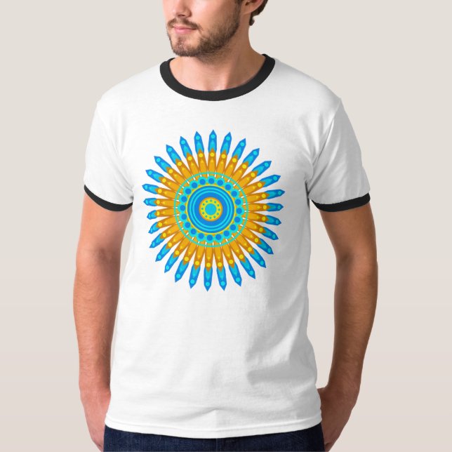Camiseta Naranja azul geométrico Mandala Design-68567 (Anverso)
