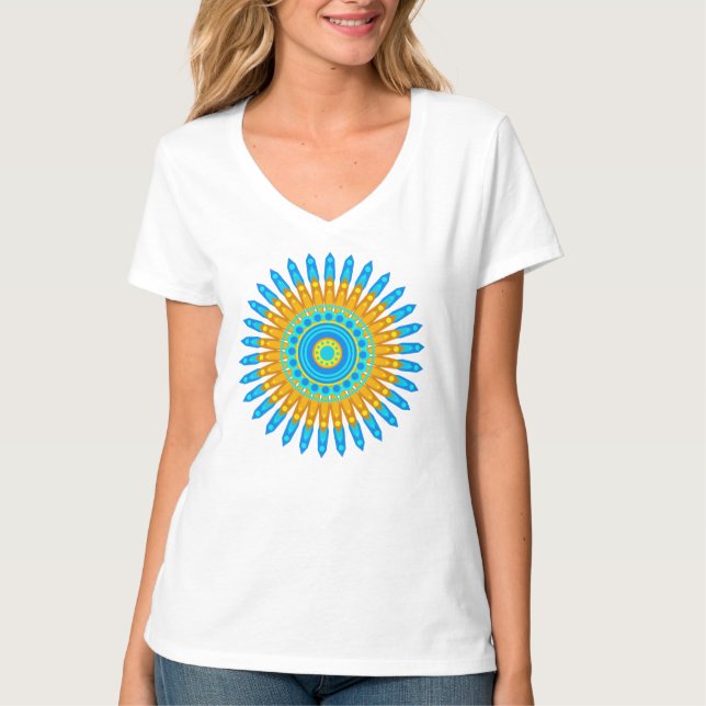 Camiseta Naranja azul geométrico Mandala Design-68567 (Anverso)