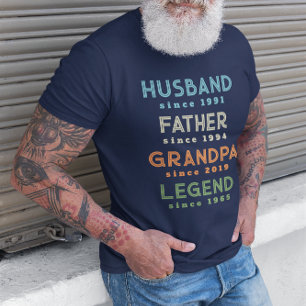 Camiseta Naranja azul Padre esposo verde abuelo Leyenda