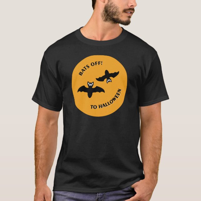 Camiseta Naranja Bats de Halloween (Anverso)