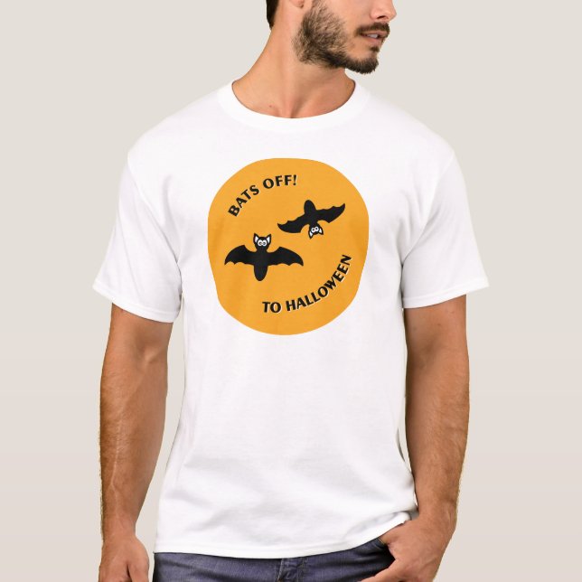 Camiseta Naranja Bats de Halloween (Anverso)