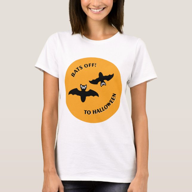 Camiseta Naranja Bats de Halloween (Anverso)