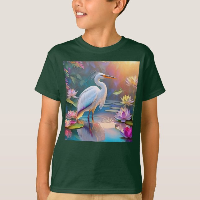 Camiseta Naranja Billing White Heron Fantasy Bird (Anverso)