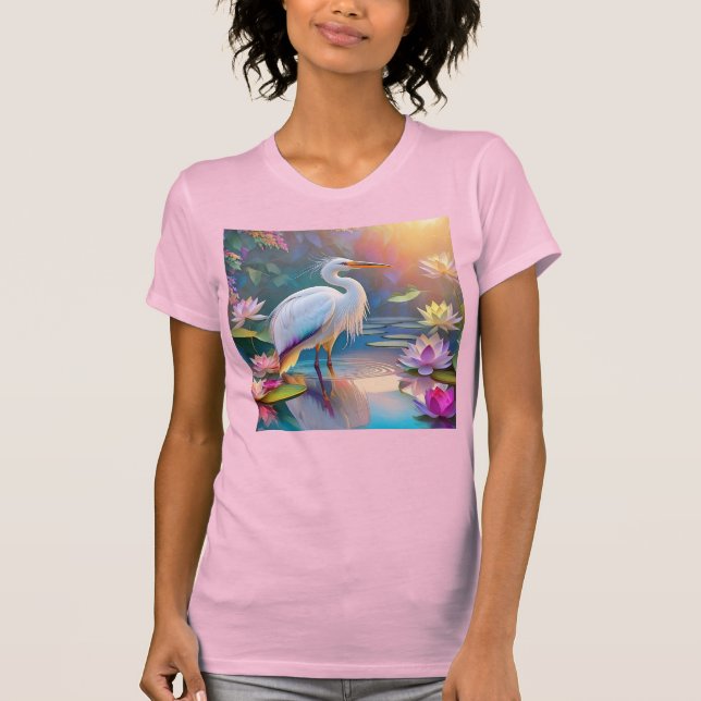 Camiseta Naranja Billing White Heron Fantasy Bird (Anverso)