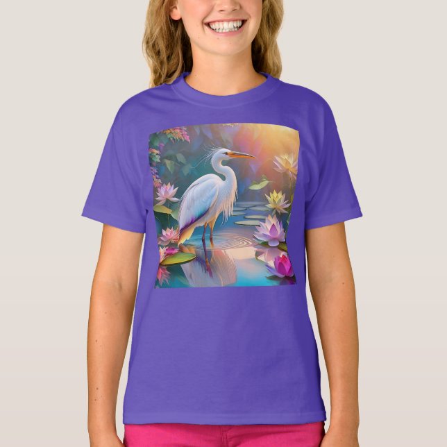 Camiseta Naranja Billing White Heron Fantasy Bird (Anverso)