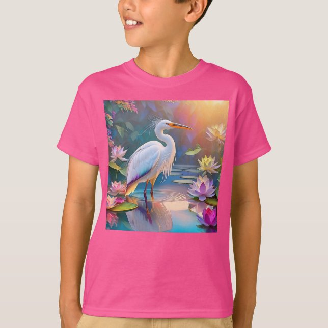 Camiseta Naranja Billing White Heron Fantasy Bird (Anverso)