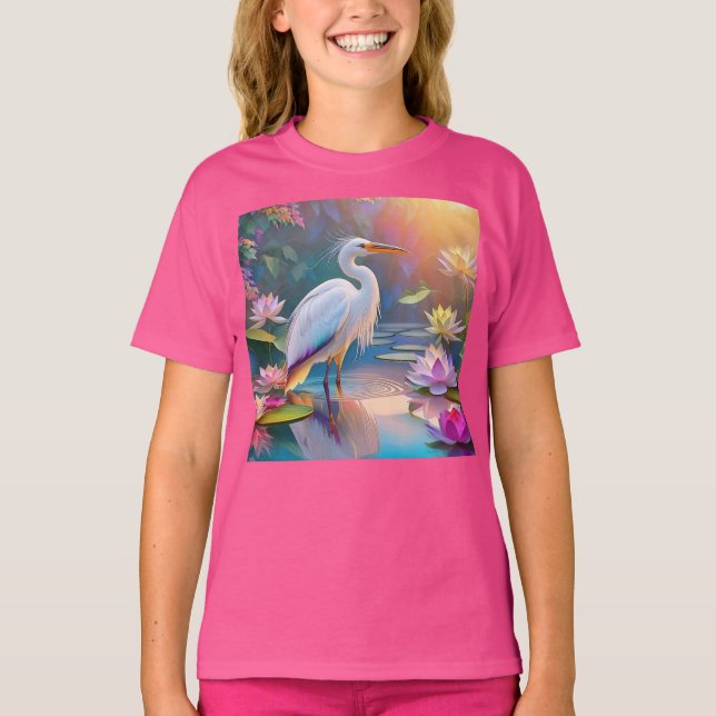 Camiseta Naranja Billing White Heron Fantasy Bird (Anverso)