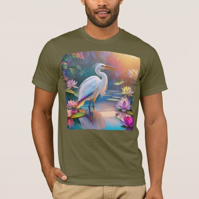 Camiseta Naranja Billing White Heron Fantasy Bird (Anverso)