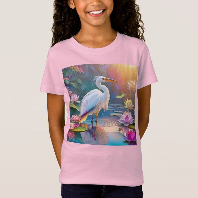 Camiseta Naranja Billing White Heron Fantasy Bird (Anverso)
