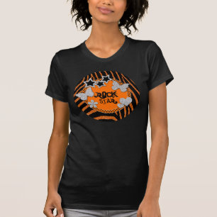 Camiseta Naranja Black Silver Purpurina Rock Star TShirt