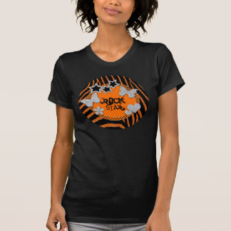 Camiseta Naranja Black Silver Purpurina Rock Star TShirt