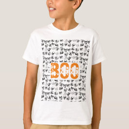 Camiseta Naranja Boo Halloween Spooky Skull Pattern