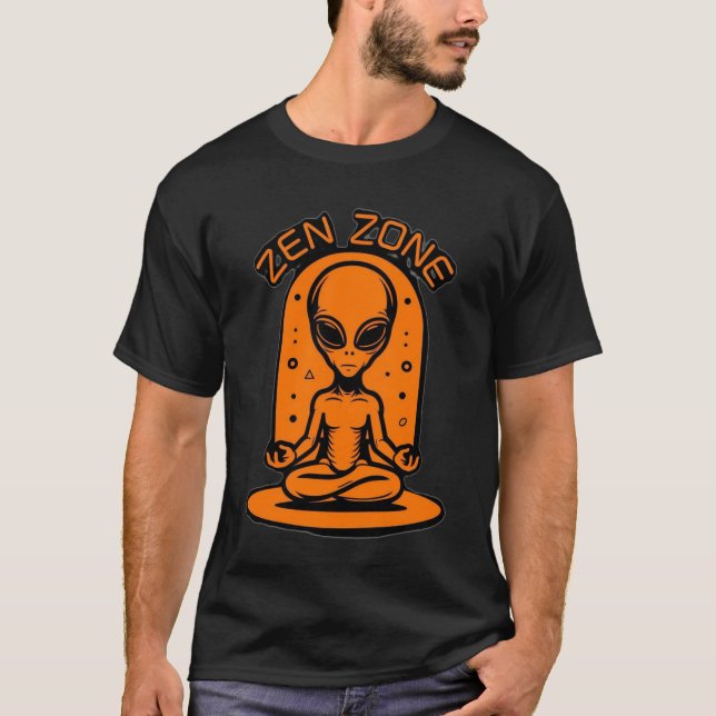 Camiseta Naranja brillante Alien Meditación Zen Zone Gráfic (Anverso)