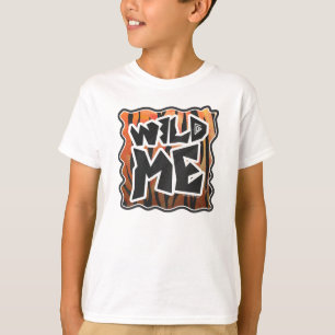 Camiseta Naranja caliente y papel negro de tigre salvaje