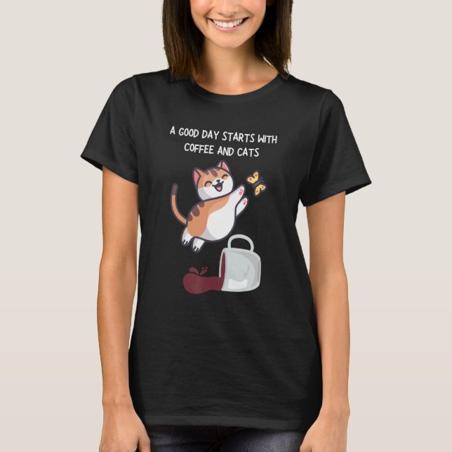 Camiseta Naranja Cat Coffee Mug Cat (Anverso)