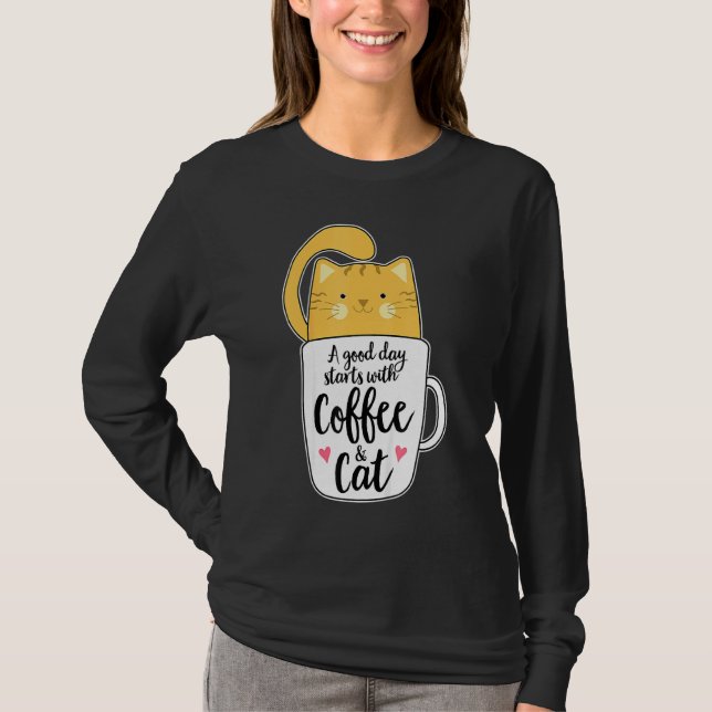 Camiseta Naranja Cat Coffee Mug Cat (Anverso)