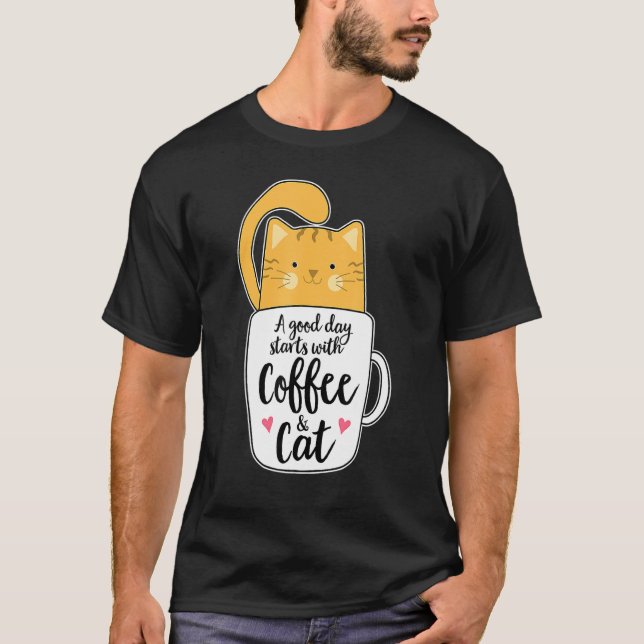 Camiseta Naranja Cat Coffee Mug Cat (Anverso)