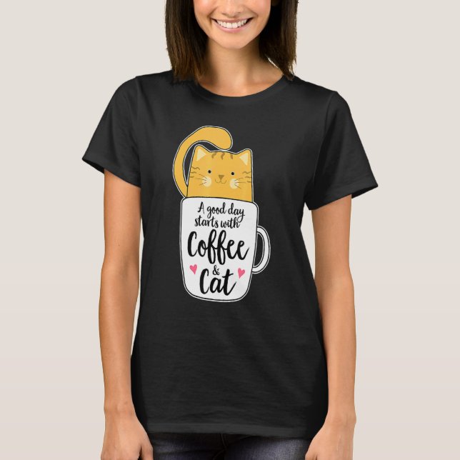 Camiseta Naranja Cat Coffee Mug Tshirt Cat (Anverso)
