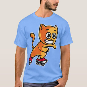 Camiseta Naranja Cat Retro Roller Skate