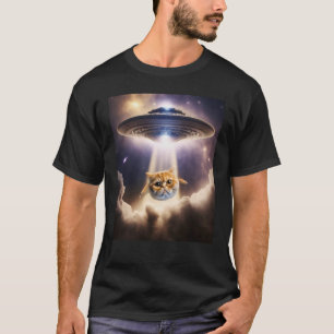 Camiseta Naranja Cat UFO Space Alien Cute Kitten Beup