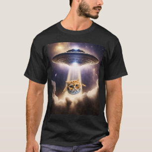 Camiseta Naranja Cat UFO Space Alien Cute Kitten Beup