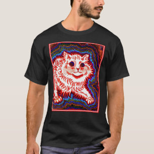 Camiseta NARANJA CAT Vintage Louis Wain Resumen Psychedeli