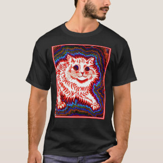 Camiseta NARANJA CAT Vintage Louis Wain Resumen Psychedeli