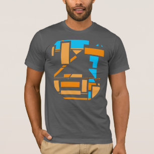 Camiseta Naranja Circular Azul Aspecto Suroeste Resumen Art