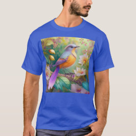 Camiseta Naranja con cabeza de lavanda Pájaro de fantasía c