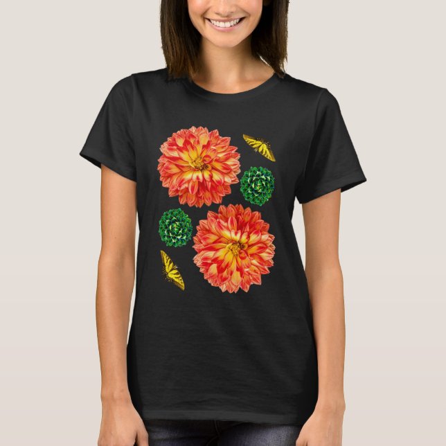 Camiseta Naranja Dahlia Flower (Anverso)