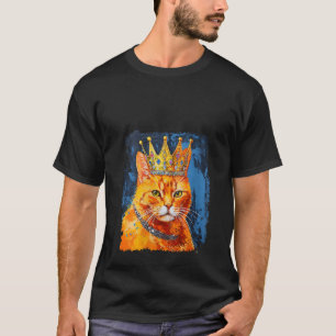 Camiseta Naranja de arte pop Ginger Cat King Queen V Cuello
