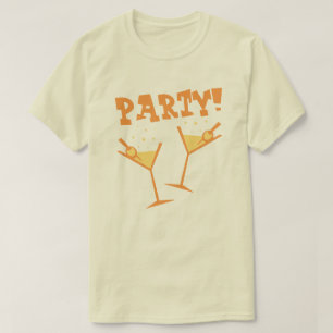 Camiseta naranja de bebidas para fiesta retro