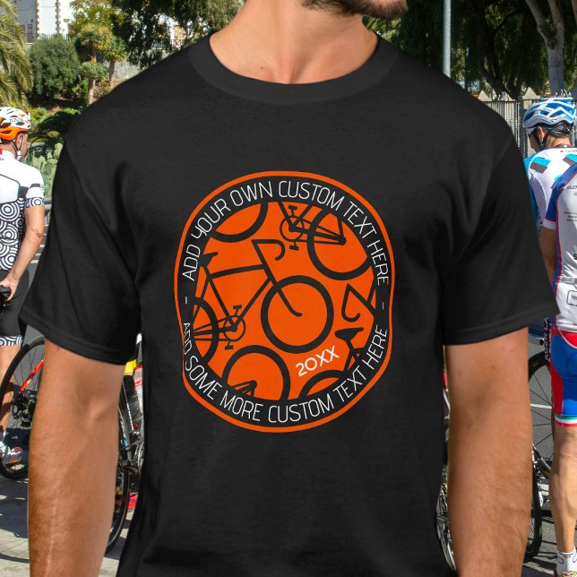 Camiseta Naranja de bicicleta de texto personalizado y negr (Subido por el creador)
