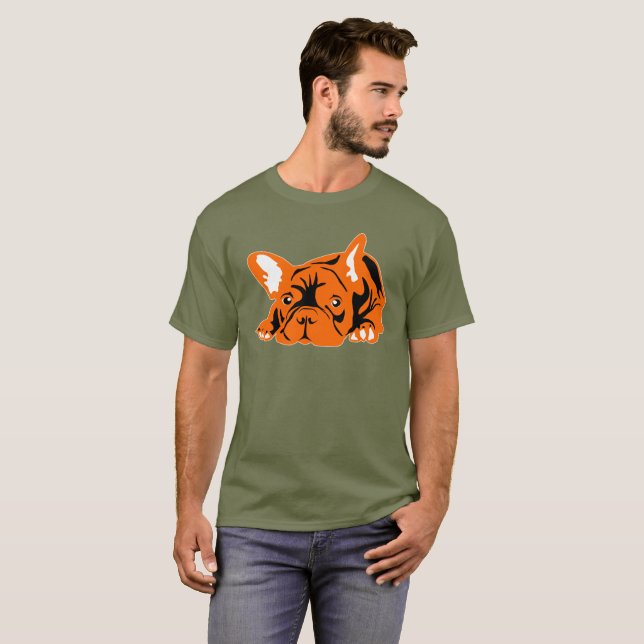 Camiseta Naranja de Bulldog francés (Anverso completo)