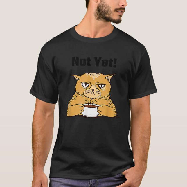 Camiseta Naranja de café matutino Cat Caffeinated Grumpy Ki (Anverso)
