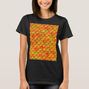 Camiseta Naranja de caída y escalas verdes