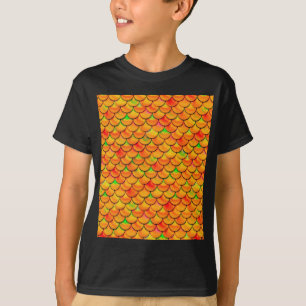 Camiseta Naranja de caída y escalas verdes