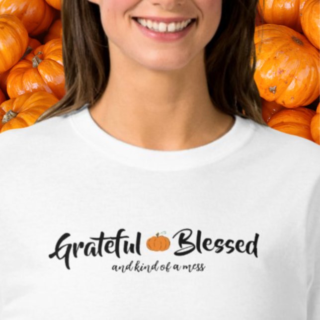 Camiseta Naranja De Calabaza Agradecida Cita Bendecida Cami (Subido por el creador)