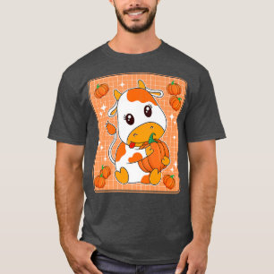 Camiseta Naranja De Calabaza Cuta Vaca De Leche Impresión K