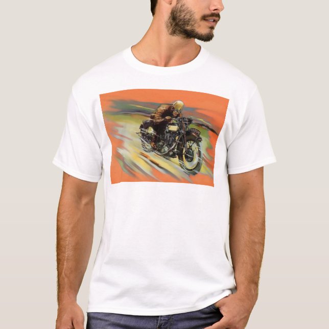 Camiseta Naranja de carreras de motocicletas Vintage Backro (Anverso)